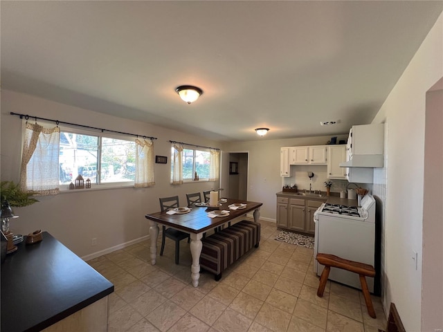 dining space with sink