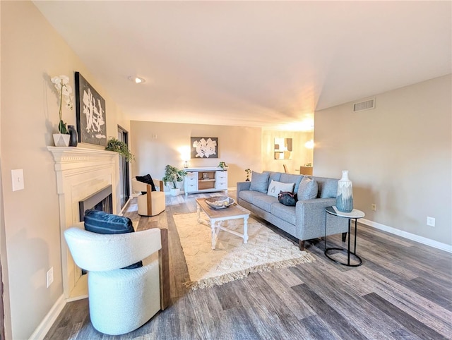 living room featuring wood-type flooring