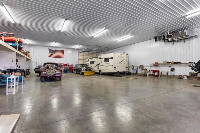 garage featuring a workshop area