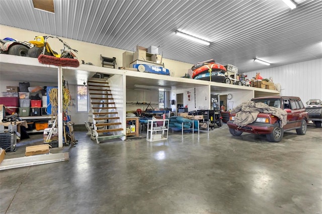 garage featuring a workshop area