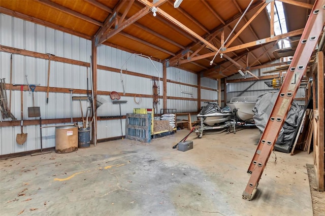 garage featuring metal wall