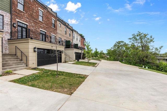 view of building exterior with a garage