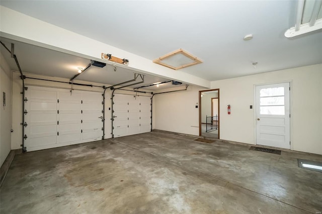 garage with a garage door opener