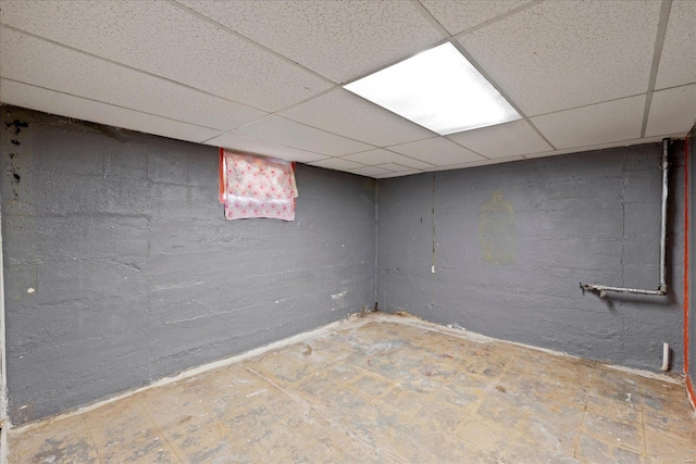 basement with a drop ceiling