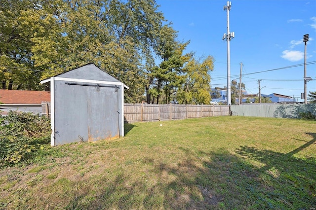 view of yard with a storage unit