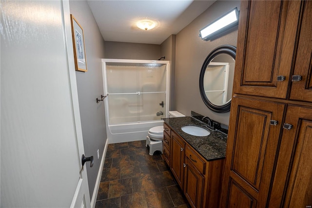 full bathroom with vanity, toilet, and bathtub / shower combination