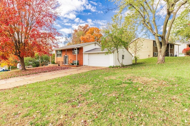 ranch-style house with a front lawn and a garage