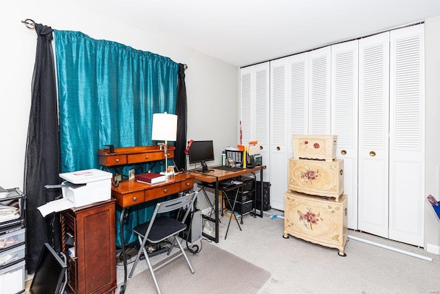 home office featuring carpet floors