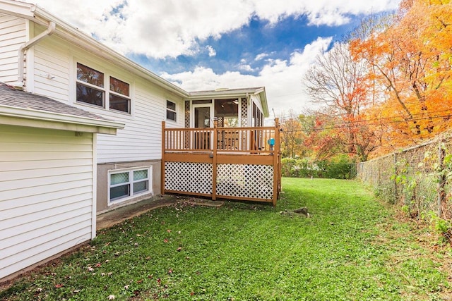 view of yard with a deck