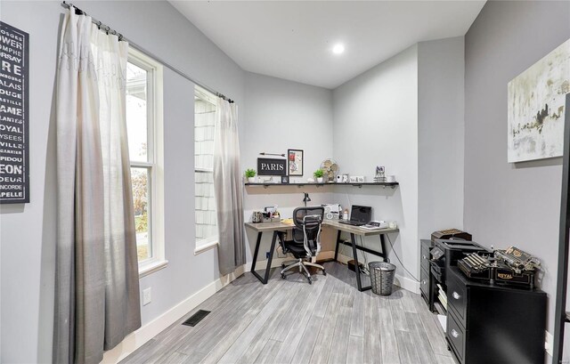 office area featuring hardwood / wood-style flooring