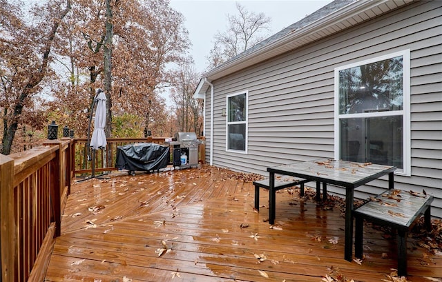 deck featuring grilling area