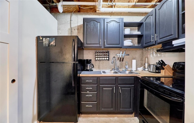 kitchen featuring black appliances and sink