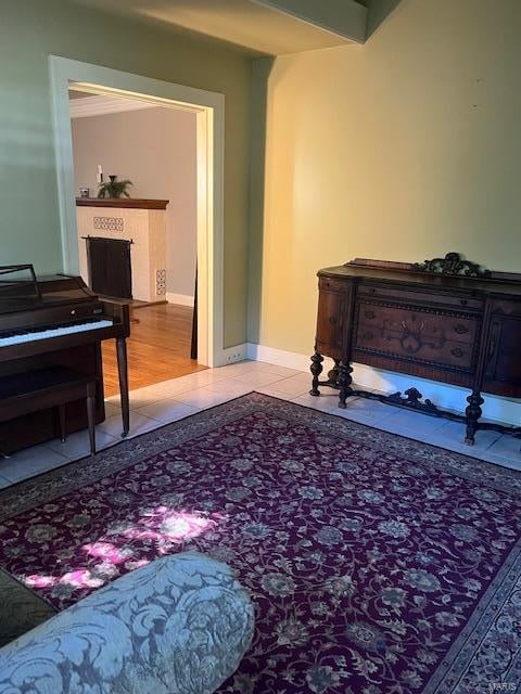 interior space with light tile patterned floors