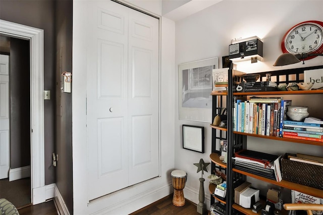 interior space with hardwood / wood-style floors