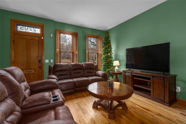 living room with light wood-type flooring