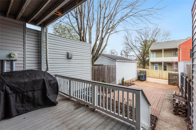 wooden deck with area for grilling