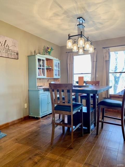 dining area featuring dark hardwood / wood-style flooring