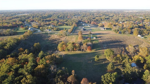 birds eye view of property featuring a rural view