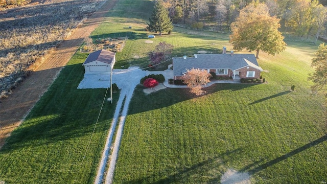 drone / aerial view with a rural view