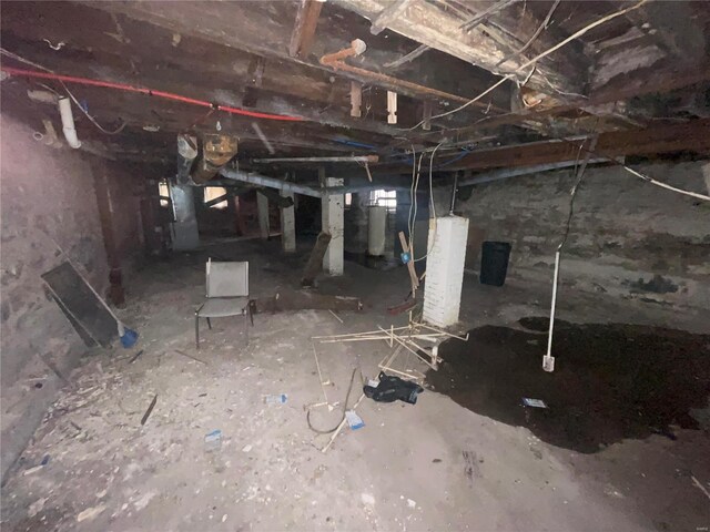 basement with water heater