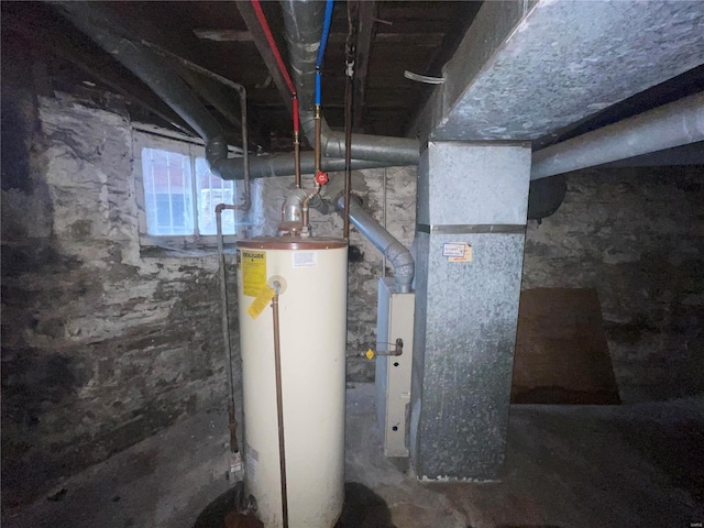 utilities with heating unit and gas water heater