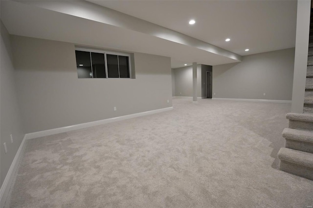 basement featuring carpet