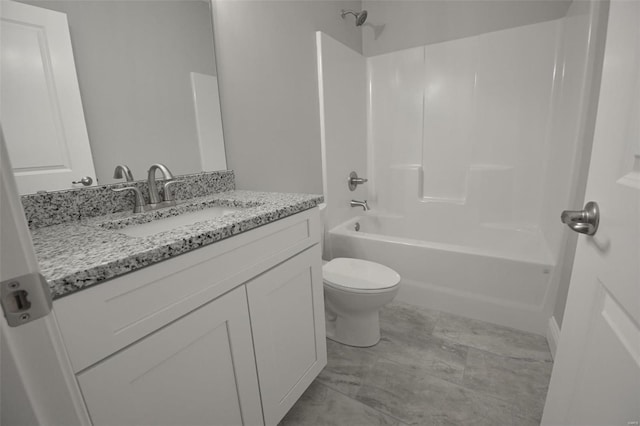 full bathroom featuring vanity, toilet, and tub / shower combination