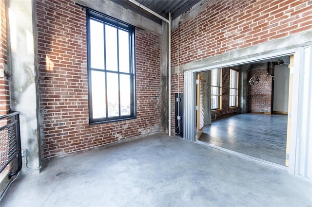 interior space with brick wall