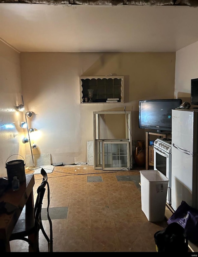 kitchen featuring white fridge