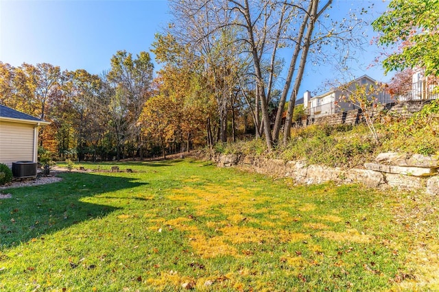 view of yard featuring central AC