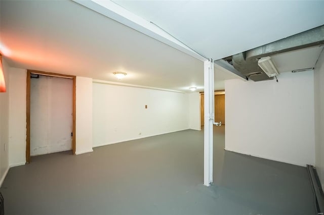 view of finished basement