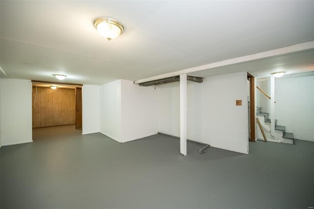 finished basement with stairs
