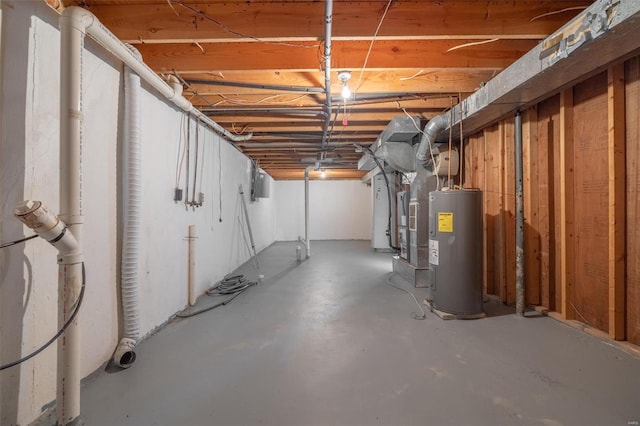 basement with water heater