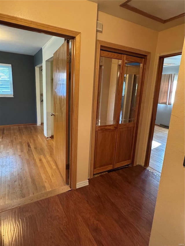 hallway featuring hardwood / wood-style flooring