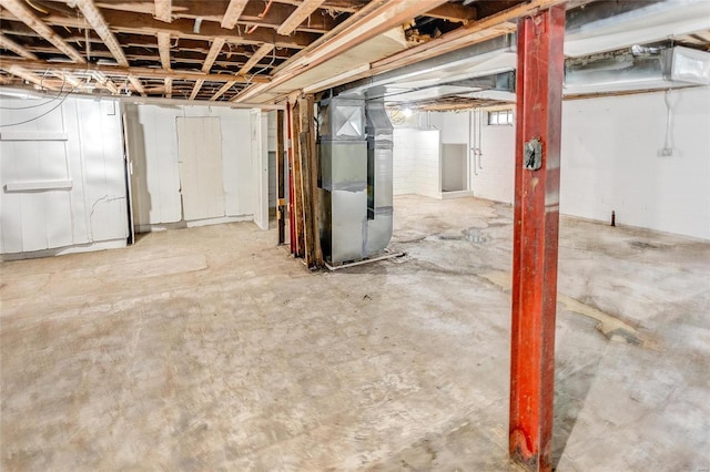 basement with heating unit