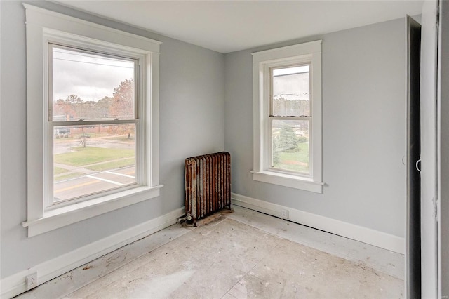 spare room with radiator