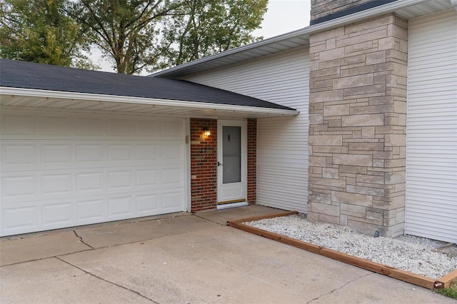 property entrance featuring a garage