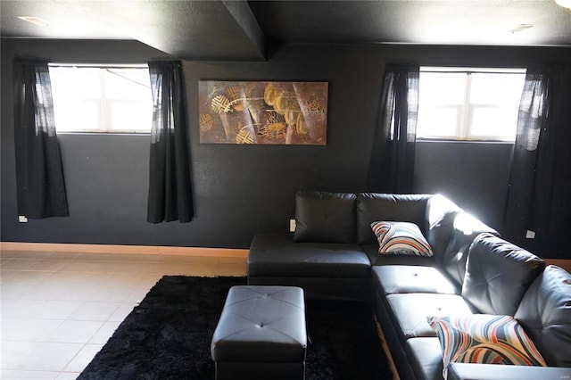 view of tiled living room