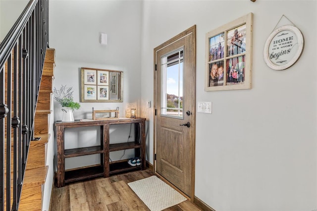 foyer with hardwood / wood-style flooring