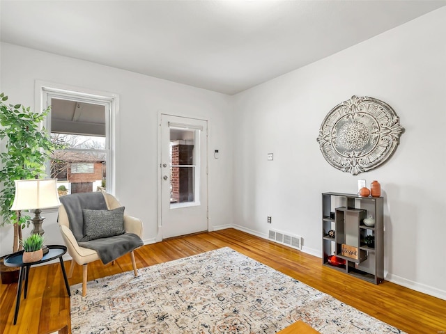 living area featuring wood-type flooring