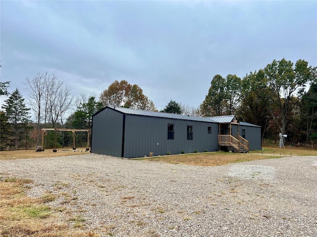 exterior space with an outbuilding