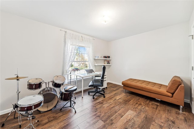 home office featuring hardwood / wood-style flooring