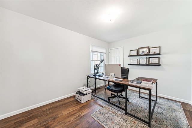 office featuring dark wood-type flooring