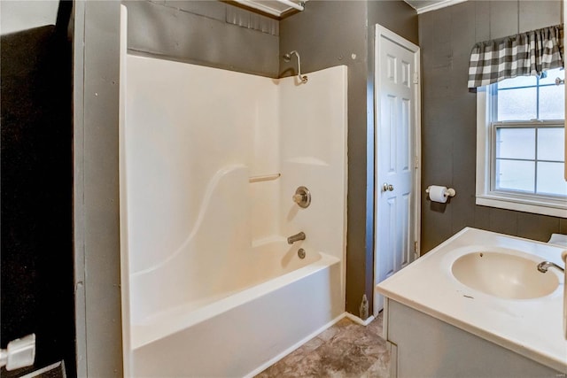 bathroom with shower / washtub combination and vanity