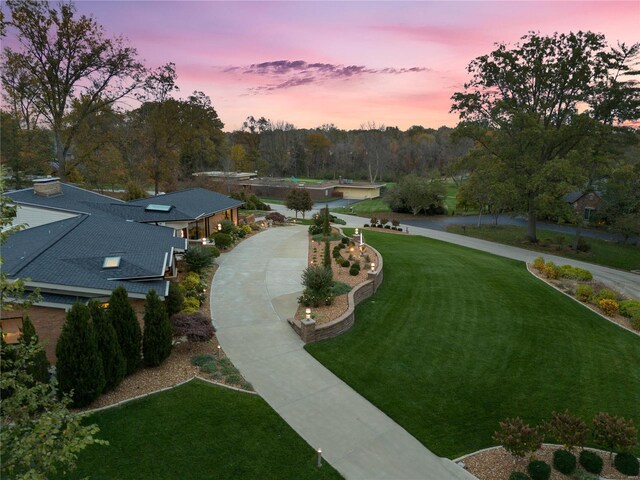 view of home's community with a lawn