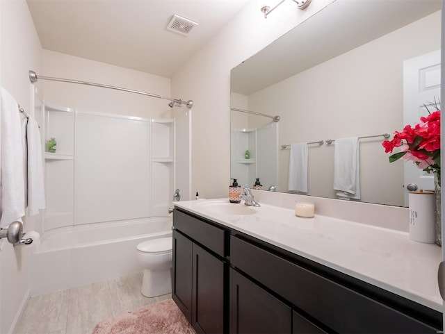 full bathroom with vanity, toilet, and shower / bath combination