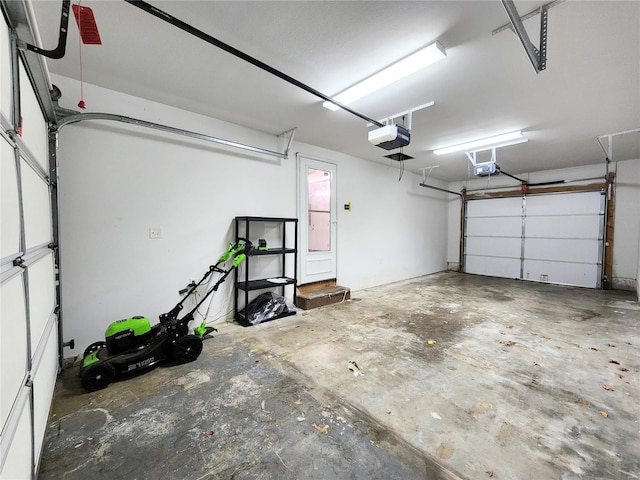 garage with a garage door opener