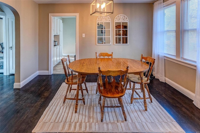 dining room featuring dark wood-type flooring