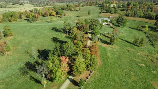 birds eye view of property featuring a rural view