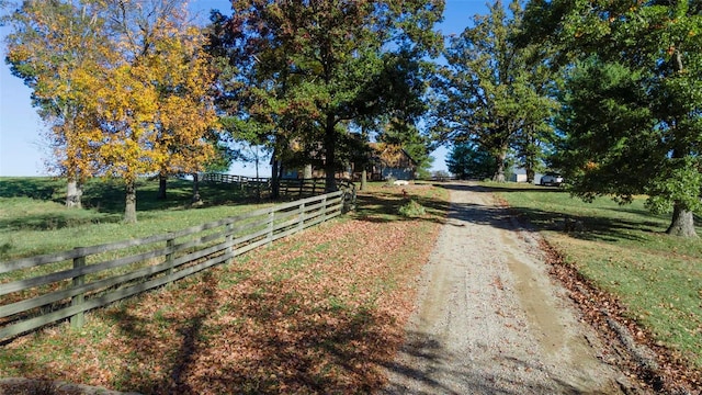 view of road with a rural view